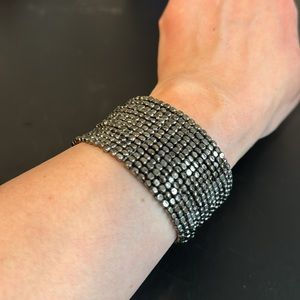 Vintage Silver Beaded Cuff Bracelet, Boho